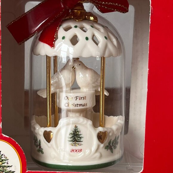 Spode Our First Christmas 2003 Ornament Doves Love Birds in Box Holiday Vintage - Picture 3 of 10